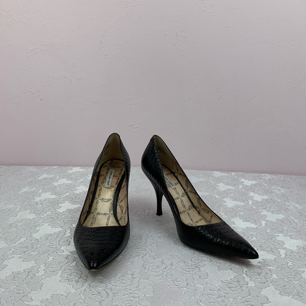 Jones New York Njmaryse Black Reptile Heels Size 8